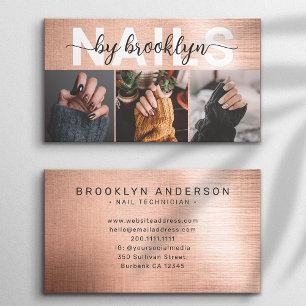 Carte De Visite Rose Gold Photo Typographie Clou Artiste
