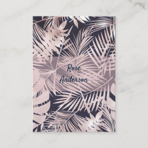 Carte De Visite Rose Gold Pink Dark Tropical Palm Tree Leaves