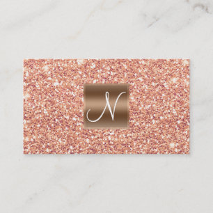 Carte De Visite Rose Gold Pink Glitter Chic Glam Glitzy Salon Spa