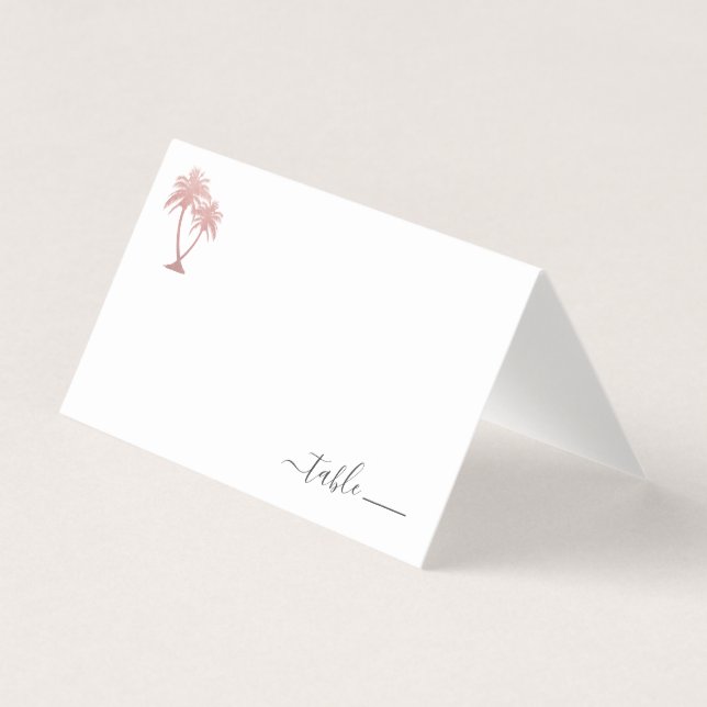 Carte De Visite Rose Gold Pink Palm Tree Place Card Poème de don (Devant)