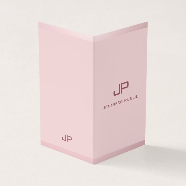 Carte De Visite Rose Gold Professional Moderne Monogrammé Élégant (Extérieur)