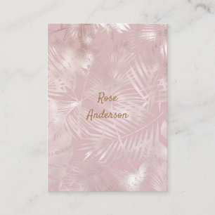 Carte De Visite Rose Gold rose Botanique Tropical Palm Tree Feuill