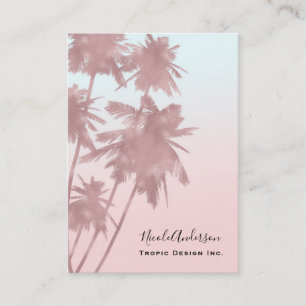 Carte De Visite Rose Gold Rose Paumes Plage Ombre Palmiers