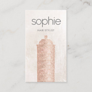 Carte De Visite Rose Gold Sequin Hair Stylist Spray Can Salon