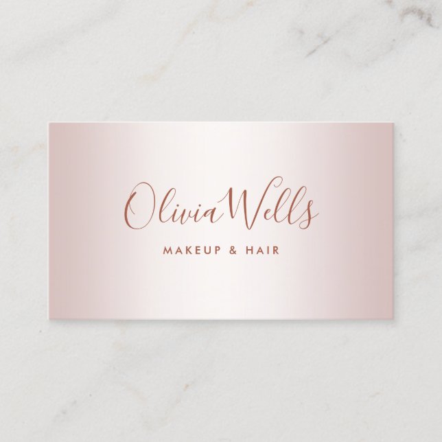 Carte De Visite Rose Gold Signature Script Social Media Business C (Devant)