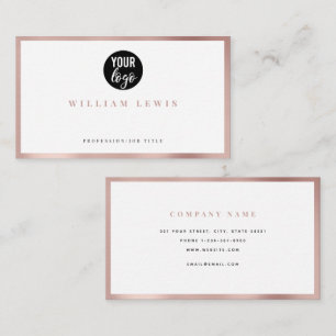 Carte De Visite Rose Gold Simple Business Logo Moderne Minimaliste
