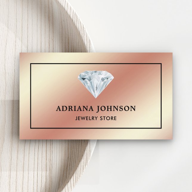 Carte De Visite Rose Gold Solitaire Bijoux magasin de diamants (Créateur téléchargé)