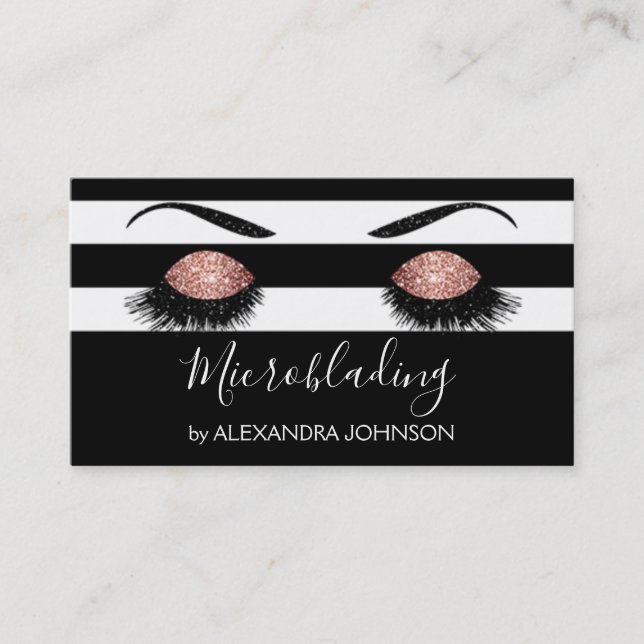 Carte De Visite Rose Gold Sparkly Parties scintillant Moderne Micr (Devant)