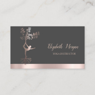 Carte De Visite Rose Gold Tree femmes Silhouette, instructrice de 