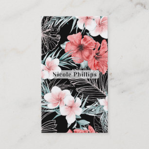 Carte De Visite Rose Gold Tropicale Botanique Île Paradisiaque Chi