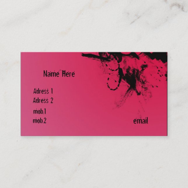Carte de visite rose grunge (Devant)