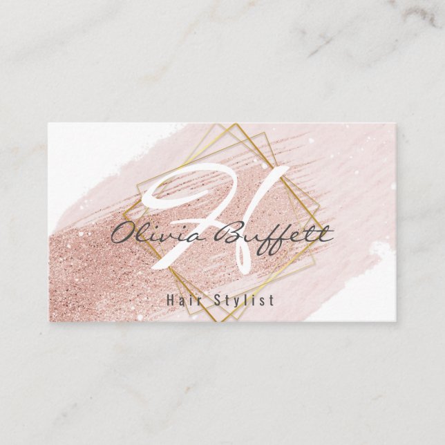 Carte De Visite Rose Hair Stylist Gold Parties scintillant Drives  (Devant)