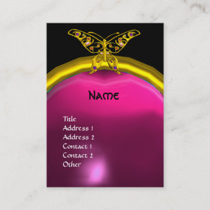 Carte De Visite Rose HYPER de jaune de MONOGRAMME d'AMÉTHYSTE de