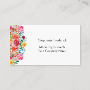 Carte De Visite Rose Jaune Rouge Bleu Floral Feminine