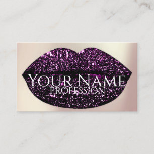 Carte De Visite Rose Kiss Lips Violet Glam Parties scintillant