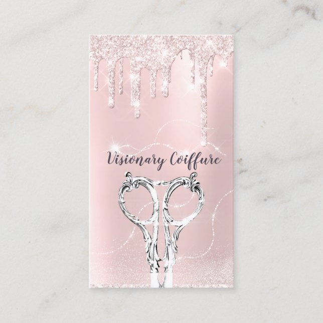 Carte De Visite Rose  Lecteurs de cheveux Parties scintillant Cise (Devant)