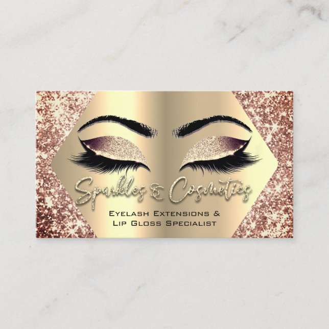 Carte De Visite Rose maquillage Eyelash Extensions Lip Gloss Hilto (Devant)