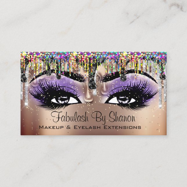 Carte De Visite Rose maquillage Lashes holographes (Devant)
