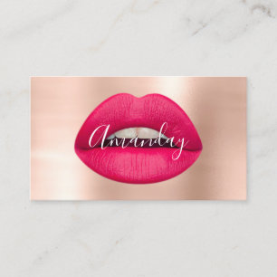 Carte De Visite Rose maquillage Lèvres rouges Logo Code QR