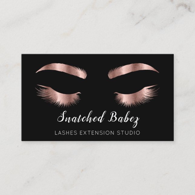 Carte De Visite Rose Microblading Maquillage Eyelashes Code QR Log (Devant)