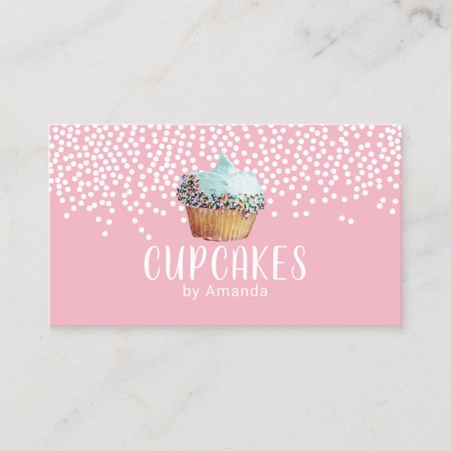 Carte De Visite Rose mignon doux de chef de pâtisserie de (Devant)