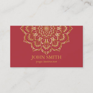Carte De Visite Rose minimaliste moderne Gold Lotus Yoga Instructe