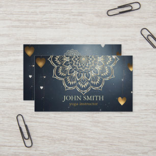 Carte De Visite Rose minimaliste moderne Gold Lotus Yoga Instructe
