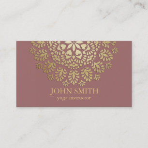 Carte De Visite Rose minimaliste moderne Gold Lotus Yoga Instructe