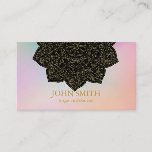 Carte De Visite Rose minimaliste moderne Gold Lotus Yoga Instructe