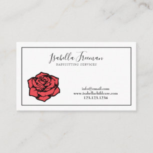 Carte De Visite Rose Moderne Babysitting Girly Floral Babysitter