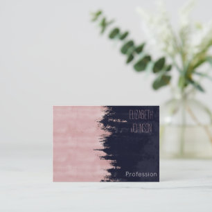 Carte De Visite Rose moderne Bleu doré brosses Peinture Abstraite