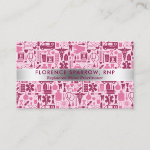 Carte De Visite Rose moderne de motif de soins pour infirmière