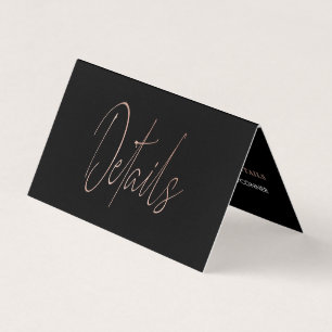 Carte De Visite Rose moderne Gold Foil Script & Photo Detail Card