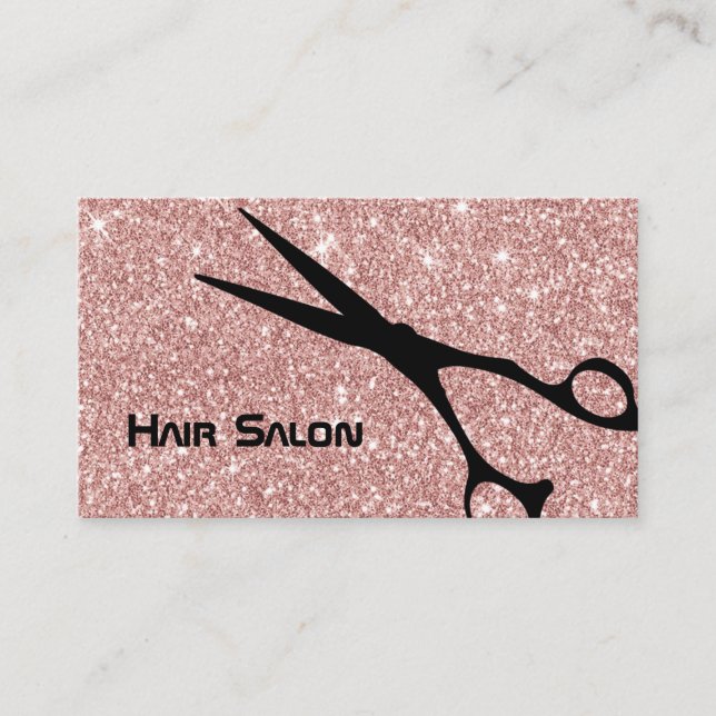 Carte De Visite Rose moderne Gold Parties scintillant Hair Stylist (Devant)