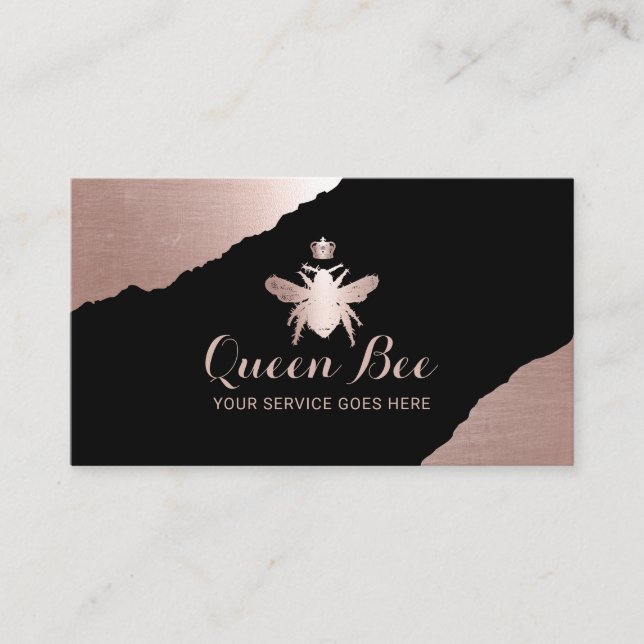 Carte De Visite Rose moderne Gold Queen Bee Bee Bee Salon & Spa (Devant)