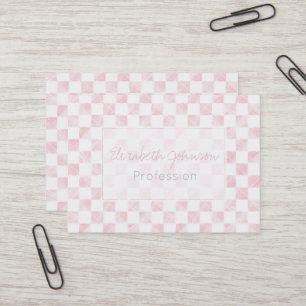 Carte De Visite Rose moderne Grèves d'or À damiers Motif blanc
