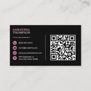 Carte De Visite Rose moderne minimaliste professionnel QR Code noi