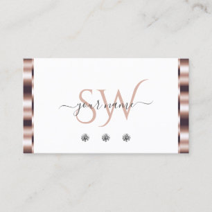 Carte De Visite Rose moderne or blanc étincelant diamants Monogram