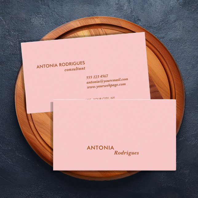 Carte de visite rose moderne professionnel (Blush Pink and Orange Modern and Professional business cards. Add your name and details buy online)
