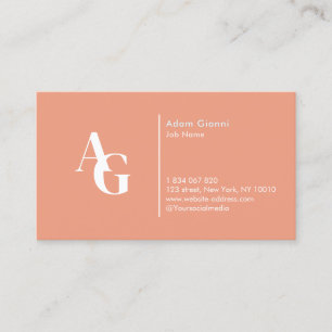 Carte de visite rose monogramme