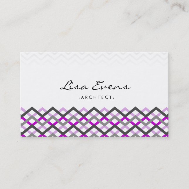 Carte de visite rose Motif classique Chevron (Devant)