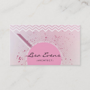 Carte de visite rose Motif classique Chevron