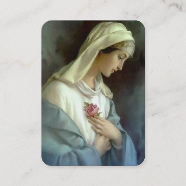 Carte De Visite Rose mystique Vierge Marie Mémoriare Prière (Devant)