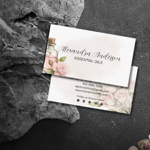 Carte De Visite Rose naturel Huiles essentielles Aquarelle Florale