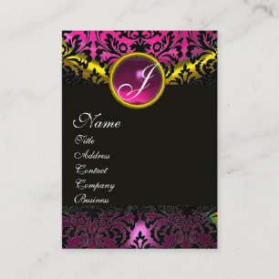 Carte De Visite ROSE NOIR AMÉTHYST DOMMASK MONOGRAM, or fuchsia