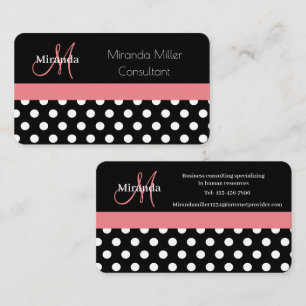 Carte de visite rose noir blanc Polka Point