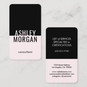 Carte De Visite Rose Noir Noir Simple Moderne Minimaliste Vertical