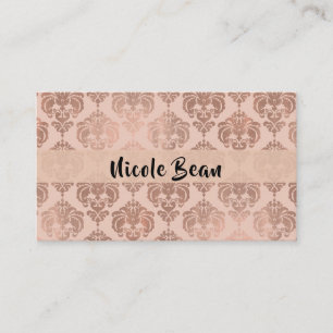 Carte De Visite Rose Or Blush rose moderne Glam Damask