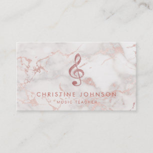 Carte De Visite rose or musique treble clef