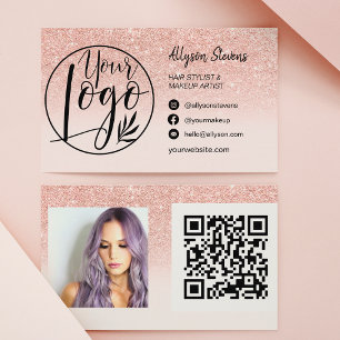 Carte De Visite Rose or parties scintillant cheveux maquillage pho